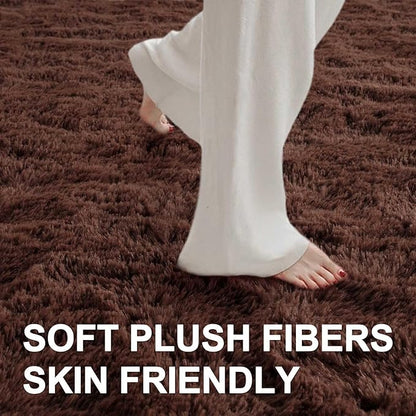4x6 Ft Brown Shag Rugs for Bedroom Living Room, Ultra Soft Fluffy Furry Area Rug for Indoor Floor, Aesthetic Carpet for Home Decor