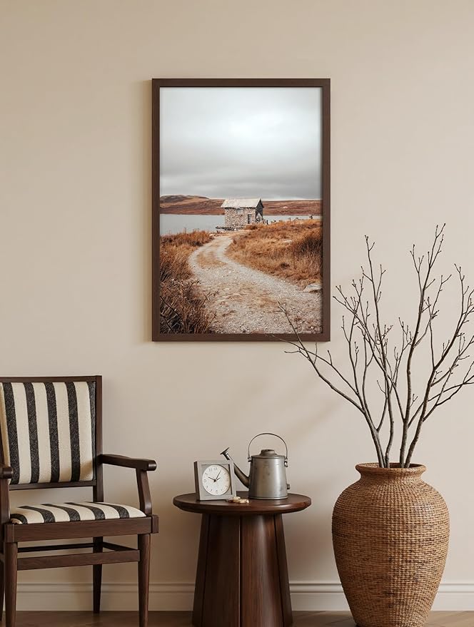Momentworth 20x30 Frame Set of 3, Dark Brown Wood Grain 20x30 Poster Frame for Gallery Wall Mounting (3 Pack,Walnut)