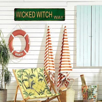 Vintage Metal WICKED WITCH WAY Street Sign, 4 x 16 in, Wall Art Decor, Retro Tin Ben Dover Lane Room Home Bar Pub Cafe Sign