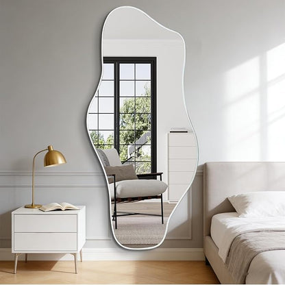 Large Irregular Mirror, 67"x31" Silver Asymmetrical Frameless Mirror Full Length, Organic Tempered Glass Mirrors for Living Room Bedroom Hallway Entryway, Horizontal or Vertical Hanging