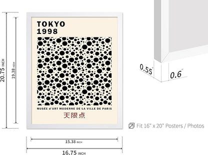 Poster Master Vintage Poster - Retro Pop Art Print - Gift for Artist, Friend - Black Dots, Tokyo, Ville de Paris, Modern, Abstract - Wall Decor for Home, Office, 16x20 White Framed