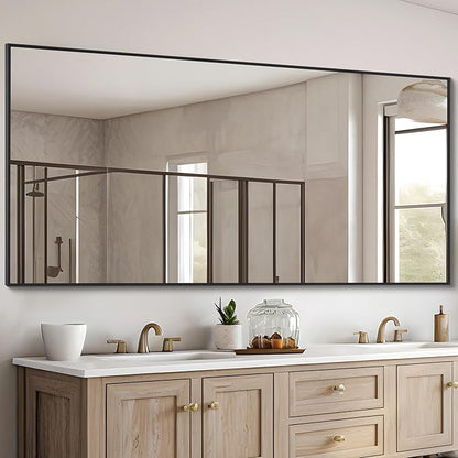 DESBING Black Bathroom Mirror for Wall, 30x60 Inch Rectangle Mirrors with Metal Frame, Modern Vanity Wall Mirror Decor for Entryway Hangs, Bathroom Living Room Horizontal or Vertical