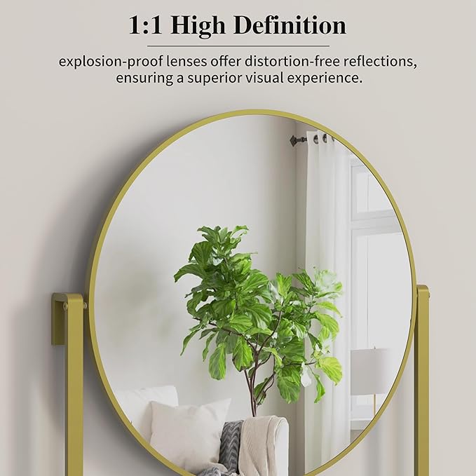 39.5" × 21.7" Gold Round Wall Mirror with Shelf and Hooks, 10° Adjustable Tilt Metal Frame Bathroom Mirror with Shelf for Bedroom, Entryway, Living Room