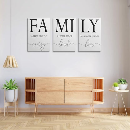 GUBIYU Home Family Wall Decor, Wall Art for Living Room Set of 3 Inspirational Canvas Prints Black and White Framed Canvas Art Paintings Wood Wall Decoration for Dining Room Bedroom Home Decor 24"x36"