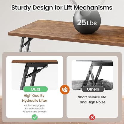 SEDETA 31.5" Lift Top Coffee Table with Storage, Square Coffee Tables for Living Room, Farmhouse Coffee Table with Large Hidden Storage Compartment and Adjustable Shelves, Blue
