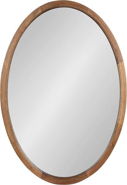 Kate and Laurel Hogan Farmhouse Oval Framed Wall Mirror, 24 x 36, Rustic Brown, Decorative Bulletin Board for Wall