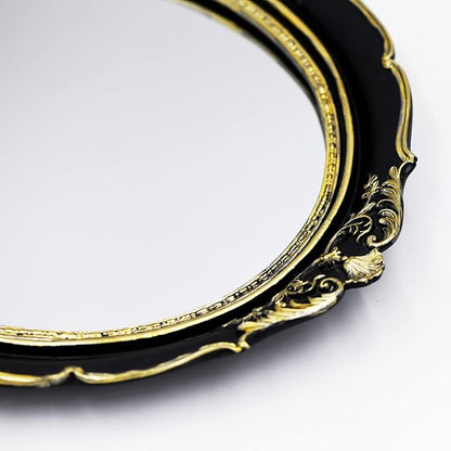 Funerom 12.8 x 14.3 inch Vintage Decorative Wall Mirror, Hanging Mirrors for Bedroom Living-Room Dresser Decor, Oval Black