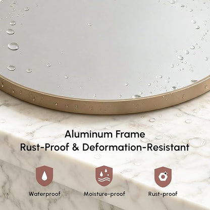 USHOWER Gold Bathroom Mirrors for Over Sink, 30 Inch Circle Mirror with Metal Frame, Wall Mirror for Vanity, Entryway, Living Room, Hallway and Bedroom Decor