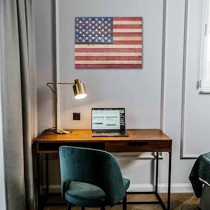 Berlun American Flag Wall Decor - Vintage Patriotic Canvas Wall Art for Home, Office, or Outdoor - USA Flag Wall Hanging for Independence Day, 4th of July, Memorial Day -AL-11 ﻿ ﻿