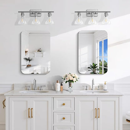 CILIBER Frameless Mirror, 16x24 Inch Rectangle Bathroom Mirror Rounded Corner, 3mm Tempered Glass Frameless Vanity Mirror with Polished Edge for Over Sink, Bedroom, Entryway, Vertical or Horizontal