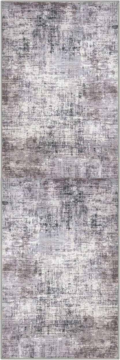 KILOCOCO Modern Abstract Runner Rug 2x6 ft Washable Hallway Runner Rug Non Slip Soft Pinted Kitchen Runners for Hallways Entryway Bedside Laundry Room Floor Runners, Grey/Beige