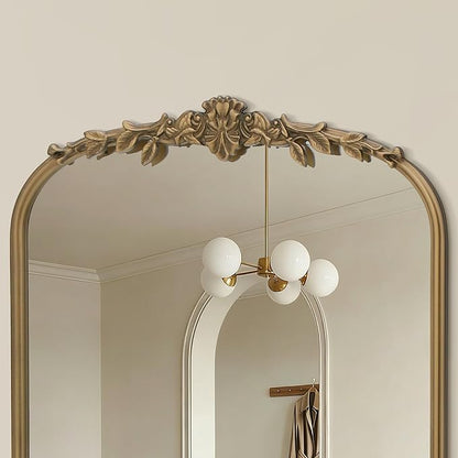 Besdomus Vintage Full Length Mirror: 21''x56'' Matt Gold Baroque Antique Floor Long Body Mirror - Traditional Ornate for Bedroom/Cloakroom/Dressing Room/Entryway/Wall - Ideal for Fashion Women