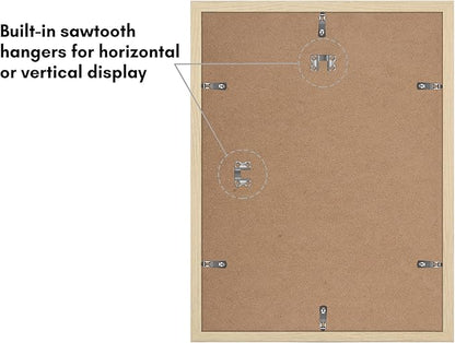 Americanflat 12x16 Picture Frame with Polished Plexiglass - Set of 5 - Use as 8.5x11 Frame with Mat or Display 12x16 Photo Without Mat - Galleria Collection - Picture Frames for Wall - Natural Oak