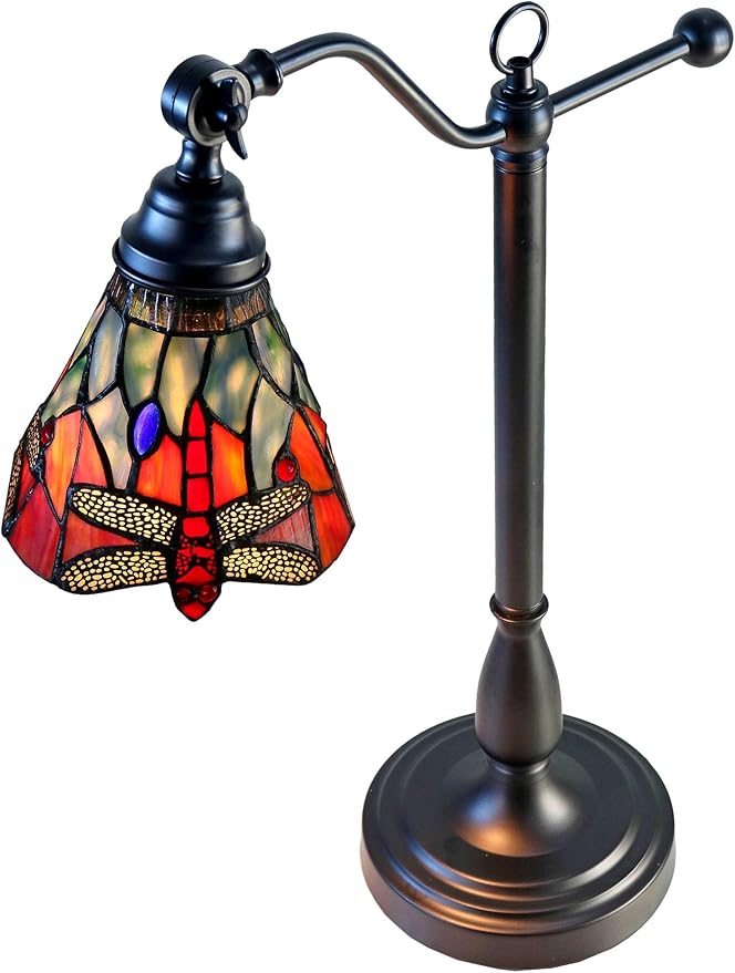 Dale Tiffany TA25030 Tiffany Desk Lamp with Handmade Stained Glass Shade, La Anza, Multicolor, 24-Inch Tall