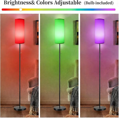 Floor Lamps for Living Room RGB Color Changing Bulbs Dimmable Color Brightness Modern Standing Lamp Remote Control Tall Lamp Chain Switch for Bedroom Office 9W LED Bulb Included, White Shade RGB Bulb