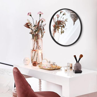 AOAOPQ Black Round Mirror for Wall Small Round for Bathroom Entryway Living Room Hallway Matte Tempered Glass Frame Mirrors Anti Rust Hangs Tempered Glass for Bedroom Entry Dining Room
