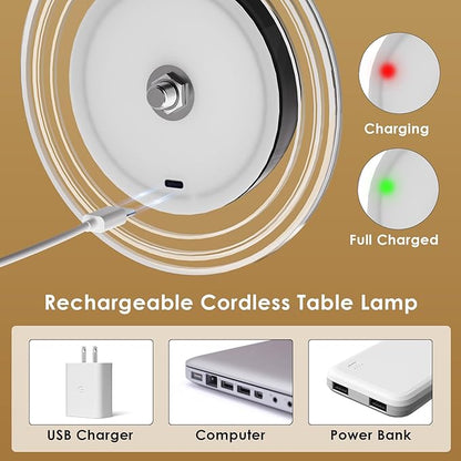 KIBTOY Cordless Table Lamps, Rechargeable Battery Operated Lamps, Touch & Remote Control, 3 CCT & RGB Colors Dimmable,Portable Small Lamp for Bedsides,Kids,Dining Room,Living Room 2Pack