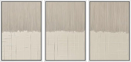 SIGNLEADER Framed Canvas Print Wall Art Set Beige Abstract Neutral Illustrations Minimal Decorative Bohemian Nordic for Living Room, Bedroom, Office - 24"x36"x3 WHITE