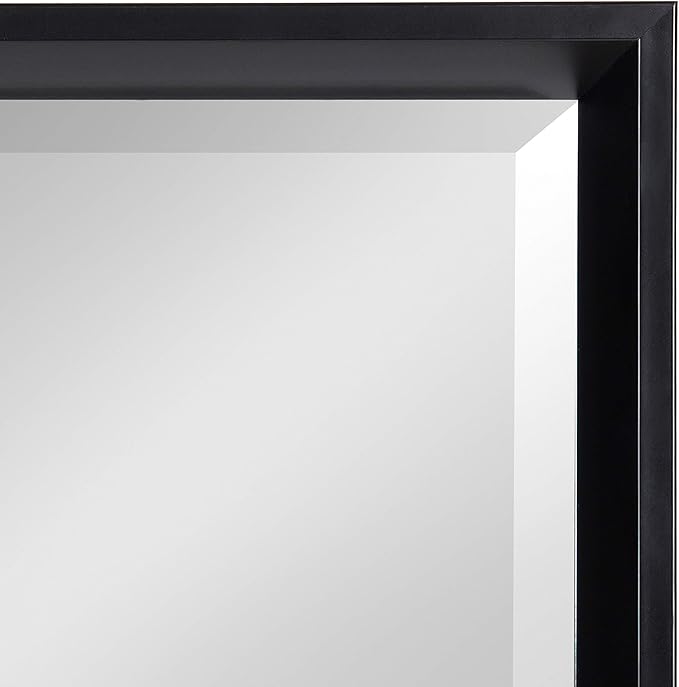 Kate and Laurel Calter Modern Framed Full Length Beveled Wall Mirror, 17.5x49.5 Black
