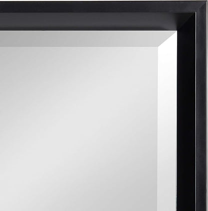 Kate and Laurel Calter Modern Framed Full Length Beveled Wall Mirror, 17.5x49.5 Black