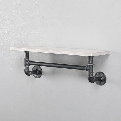 MBQQ Iron Pipe Shelves Industrial Bathroom Shelves with Towel bar,24in Rustic Metal Pipe Floating Shelves Pipe Wall Shelf,1 Tier Industrial Shelf Wall Mounted,Retro White