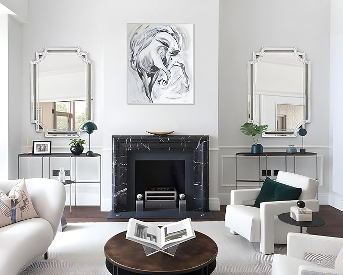 Chende 36" x 24" Rectangular Modern Decorative Wall Mirror with Beveled Edge Frame, Large Accent Mirror for Living Room, Bathroom, Bedroom, Dining Room, Hallway