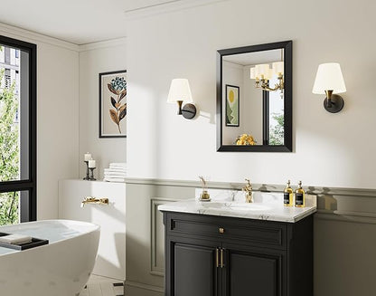 Briivue 22x30 Inch Black Bathroom Mirror for Wall, Thick Metal Framed Rectangle Mirrors for Over Sink, Bedroom, Living Room, Entryway, Anti-Rust, HD Tempered Glass