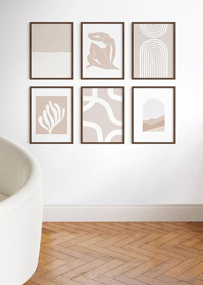 HAUS AND HUES Walnut Wood 18x24 Picture Frames - Set of 6, Rustic Gallery Wall Frames for Artwork (Walnut Oak)