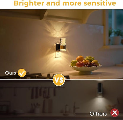 L LOHAS LED Night Light, Modern Night Lights Plug into Wall, 2 Pack 3000K Soft Warm 0-100LM Adjustable Nightlights,Automatic Nightlights Plug in with Dusk to Dawn Sensor for Room Bathroom Hallway