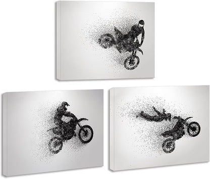Framed Motocross Canvas Prints - Wall Art Set for Men, Kids, Teenagers - Perfect for Bedroom, Man Cave - Includes Multiple Posters