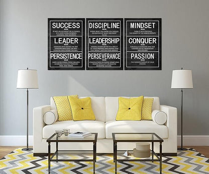 Inspirational Poster Motivational Wall Art Painting 3 Pieces Canvas Print Office Decor Inspiring Framed Quotes for Wall Art Decoration Ready to Hang [60''Wx 28''H]