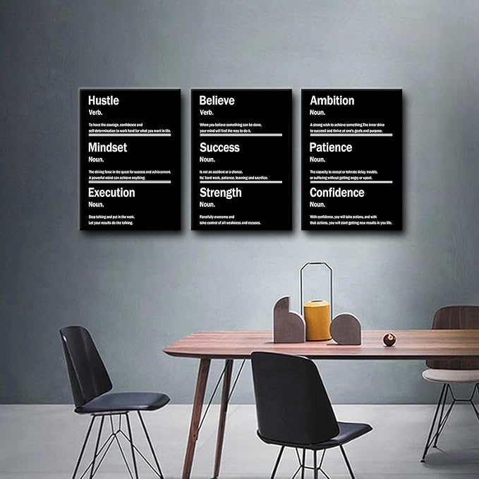 Inspirational Canvas Wall Art Home Decor 3 Pieces Motivational Entrepreneur Poster Print Positive Picture Painting Artwork for Living Room Gym School Office Stretched and Framed [60''W x 28''H]
