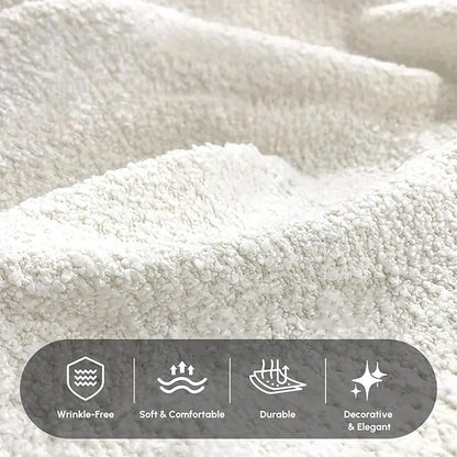 homary 79" Modern Boucle Sofa Couch, White Curved 3 Seater Couch with Deep Seat & Pillows, Upholstered Luxury Sofa for Living Room Apartment