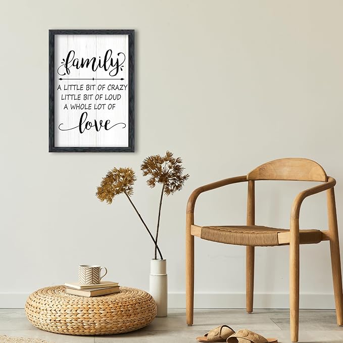 AuraPeak Family Wall Decor For Family A Little Bit Of Crazy Sign Hallway Entryway Horizontal Home Modern Positive Farmhouse Living Room Wall Hanging Art (Black 16"×10")
