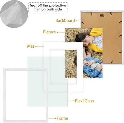 Golden State Art, 16x20 Picture Frame Set of 3 - Matted to 11x14 Photo - Engineered Wood Gallery Frame Set - Wall Mounting (White,3 Pack)