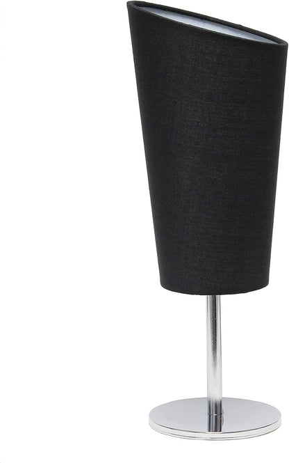 Simple Designs LT2061-BLK Mini Chrome Angled Fabric Shade Table Lamp, Black