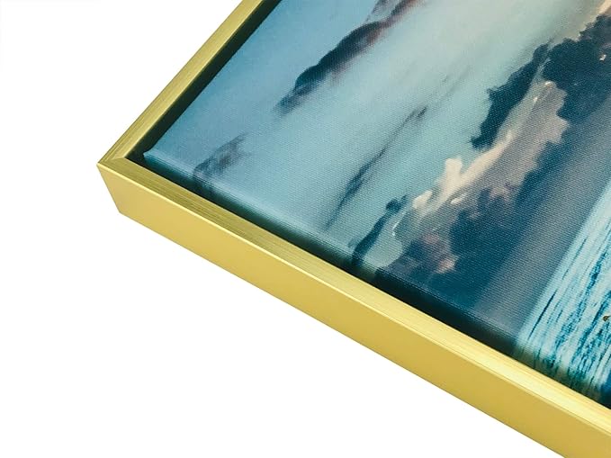Wieco Art Framed Art Sea Waves Canvas Prints Wall Art Abstract Seascape Paintings for Living Room Home Decorations Large Framed Canvas Art Sea Artwork Golden Frame