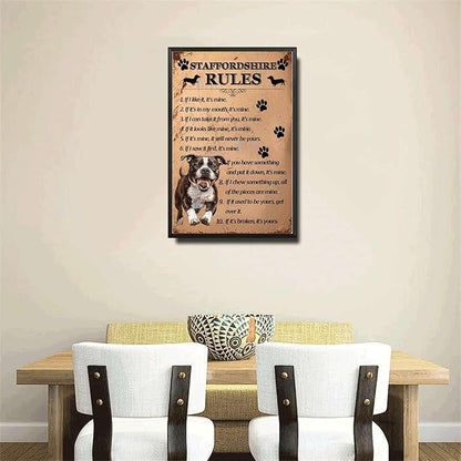 Metal Sign Tin Sign Vintage Wall Art Staffordshire Rules Outhouse Wall Decor for Club 6×8 Inches with Metal Frame