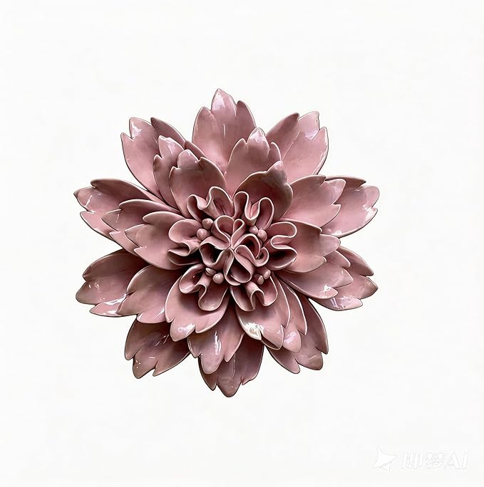 CEUYGT Ceramic Flowers 3D Wall Art Decor Handmade 3D Wall Art Hanging Sculpture for Living Room Bedroom Pink Peony 4.72"