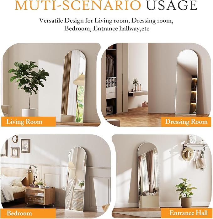 NEWBULIG Full Length Mirror, Full Body Floor Mirror with Aluminum Alloy Thin Frame, Wall or Standing Mirror for Bedroom, Living Room, Dressing Room