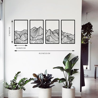 Resama Mountain Metal Wall Art Decor Large Mountains Line Wall Decor Minimalist Abstract Single Line Hanging Wall Sculpture for Living Room Bedroom Office