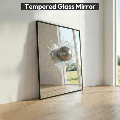 30" x 40" Matte Black Wall Mirror, 40" x 30" Metal Framed Rectangular Decor, Vertical/Horizontal Accent Mirror for Fireplace & Bathroom Vanity