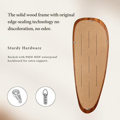 22‘’x48'' Asymmetrical Mirror with Wood Frame, Small Irregular Wall Odd Shaped Mid Century Modern Mirror Christmas Decor for Bedroom Living Room Entryway Hall (Wood)