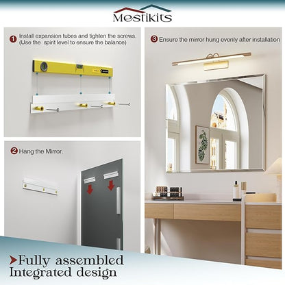 Bathroom Mirrors for Wall Beveled, 48"x30" Frameless Bathroom Mirror, Wall Mount Vanity Mirror for Bedroom Entryway Living Room Hangs Horizontally or Vertically