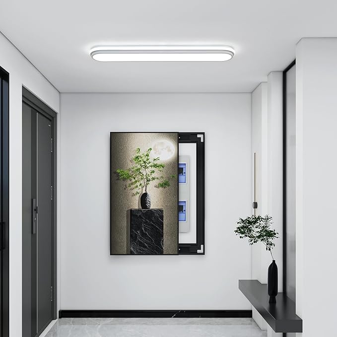 72cm 45W LED Ceiling Light, 6500K Cool White Flush Mount, Modern Ultra Thin Metal Linear Low Profile Lighting Fixture for Kitchen Home Office Hallway Bedroom Living Room