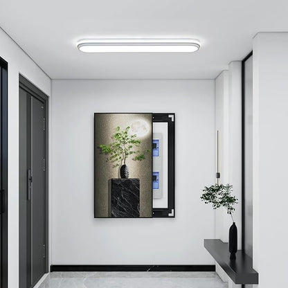 Metal LED Ceiling Light,55W Linear Ceiling Lamp,6500K Cool White Modern Ultra Thin Low Profile Light Fixture for Kitchen, Home & Office Hallway (36.2")