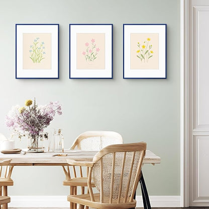 Golden State Art 11x14 Picture Frame 6 Pack - Navy Blue Aluminum Photo Frames With 8x10 Mats and Real Glass Cover - Elegant Minimalist Wall Gallery Frames for Home or Office Decor