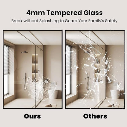 LOAAO Black Bathroom Mirror 20"X30" for Wall, Rectangle Bathroom Vanity Mirror, Hangs Vertically or Horizontally, Easy to Install, Modern Design