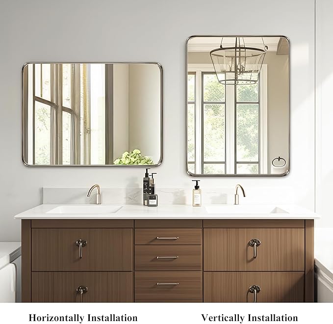 Fabuday Bathroom Mirror Over Sink - 40x30 Inch Bronze Wall Mirror with Aluminum Alloy Frame, Rectangle Vanity Mirror for Bedroom, Living Room, Entryway, Farmhouse