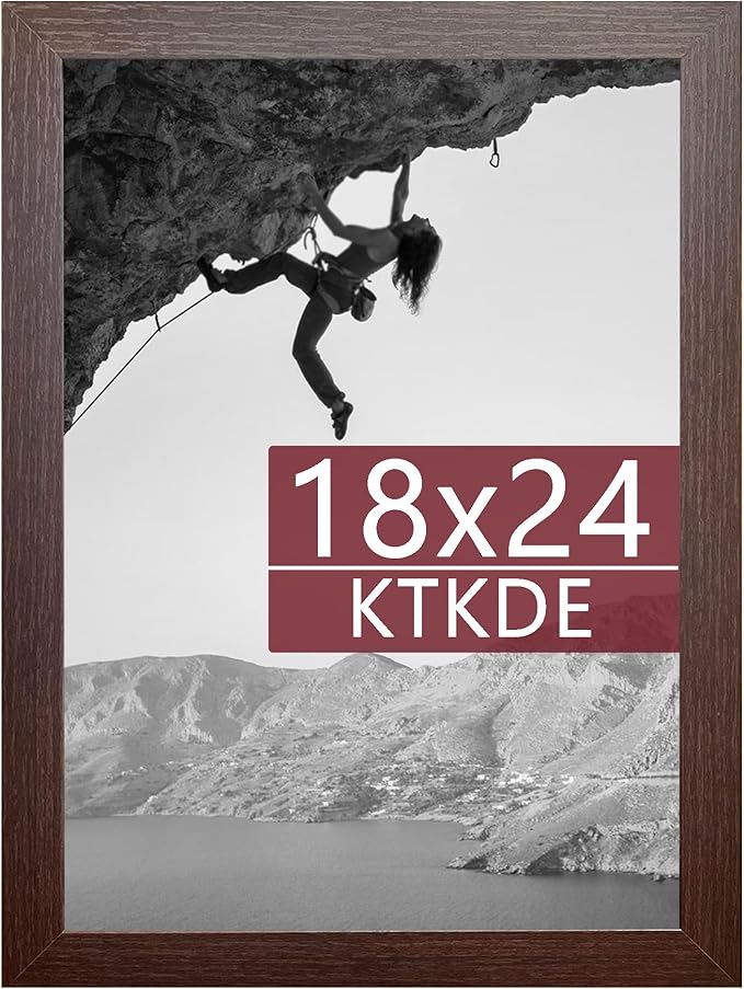KTKDE 18x24 Poster Frame Wooden with Polished Plexiglass, Studio Gallery Vertical & Horizontal Wall Hanging Large Picture Frame for Photos,Minimalist Style -Any style Best gift